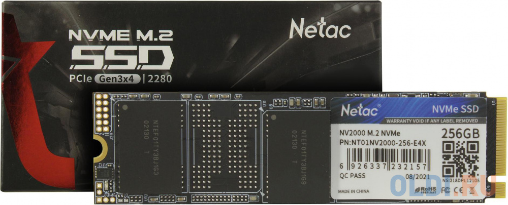 Твердотельный накопитель SSD M.2 Netac 256Gb NV2000 Series <NT01NV2000-256-E4X> Retail (PCI-E 3.1 x4, up to 2500/1000MBs, 3D NAND, 150TBW, NVMe в Москвe