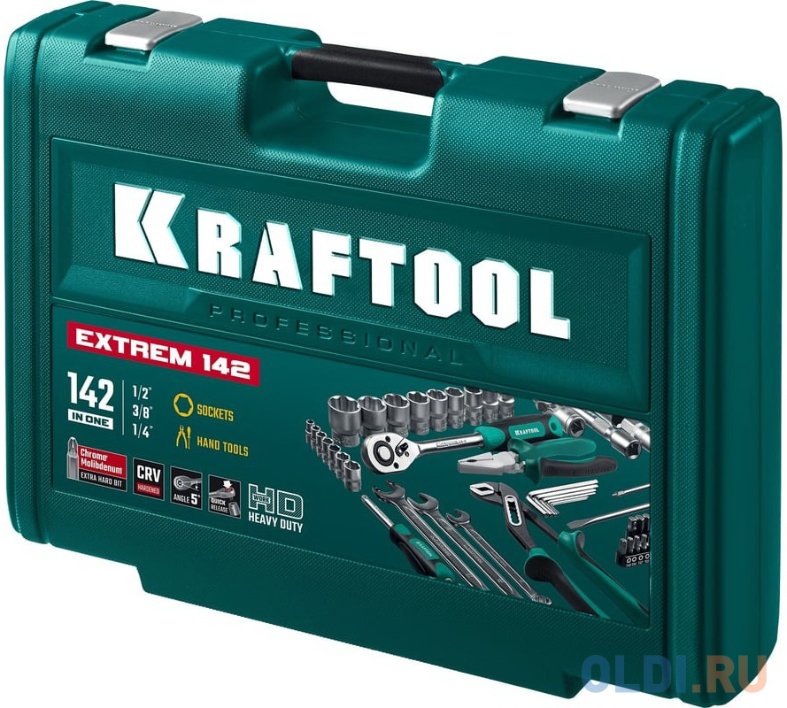 KRAFTOOL EXTREM-76, 76 предм., (1/2?+3/8?+1/4?), универсальный набор инструмента (27889-H76)