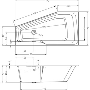 Акриловая ванна Riho Rething Space 170x90 L левая, с каркасом (B114001005, 2YNST2047) в Москвe