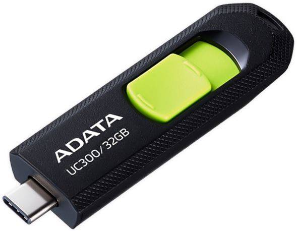 Флешка A-Data UC300 32ГБ USB3.2 черный/зеленый (ACHO-UC300-32G-RBK/GN)