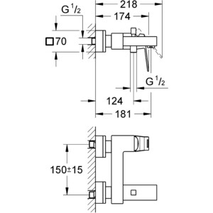 Смеситель для ванны Grohe Eurocube темный графит (23140AL0)