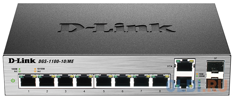 Коммутатор D-Link DGS-1100-10/ME/A2A Управляемый коммутатор 2-го уровня с 8 портами 10/100/1000Base-T и 2 комбо-портами 100/1000Base-T/SFP в Москвe