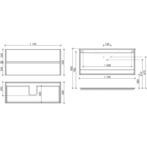 Тумба с раковиной Sancos Urban 120 два ящика, белый глянец (UR120-1W, CN7006)