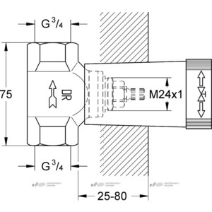 Механизм вентиля Grohe встраиваемая часть, резьба 3/4 (29802000)