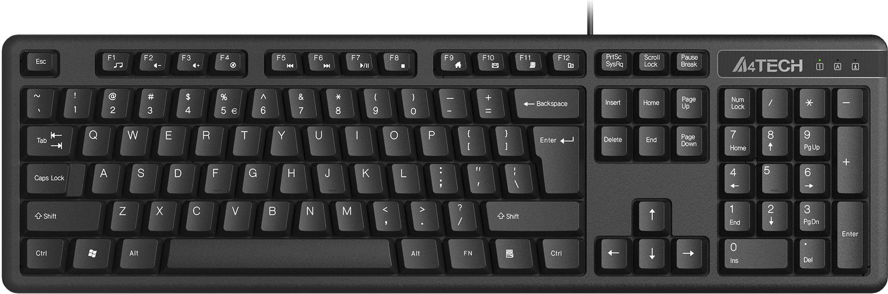 Клавиатура A4Tech KKS-3, русские и английские буквы, черный