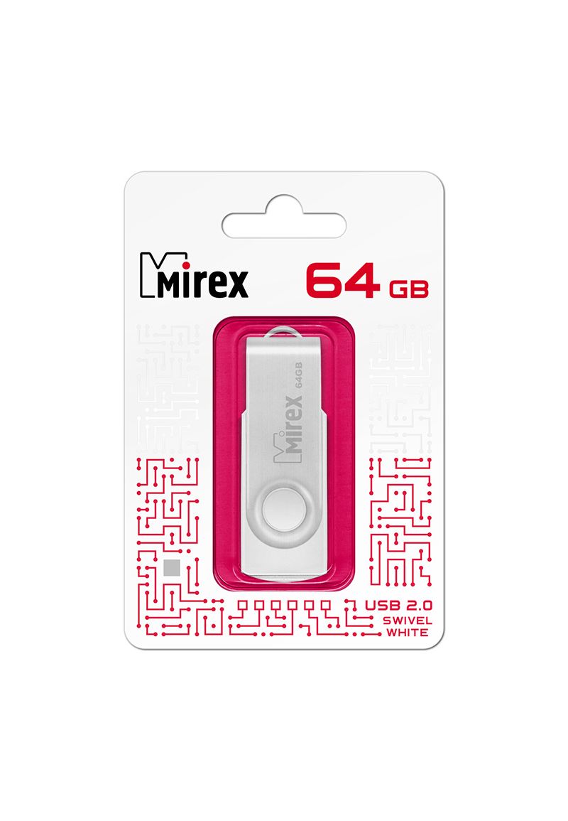 Флешка MIREX SWIVEL (64 Gb) WHITE