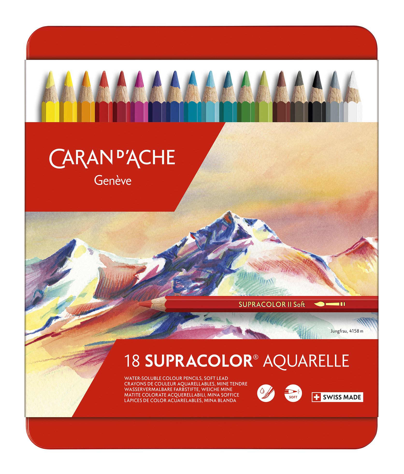 Набор цветных карандашей Carandache Supracolor, шестигранные, 18 шт., заточенные (3888.318)