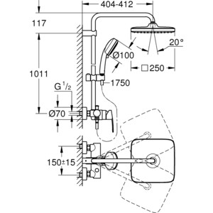 Душевая система Grohe Tempesta Cosmopolitan хром (26692000) в Москвe