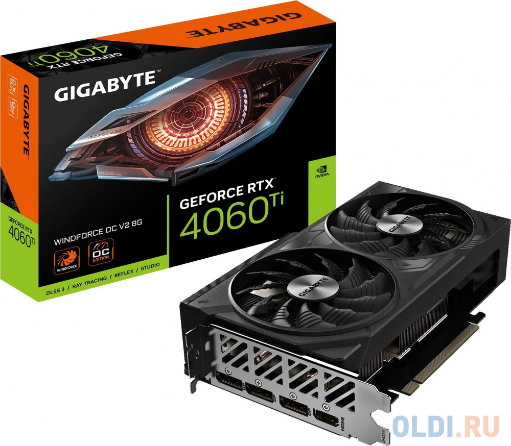 Видеокарта Gigabyte RTX4060Ti WINDFORCE OC V2 8GB GDDR6 128bit 3xDP HDMI 2FAN RTL