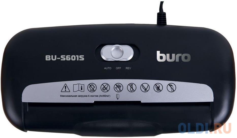 Шредер Buro Home BU-S601S (секр.Р-1)/ленты/6лист./10лтр./пл.карты