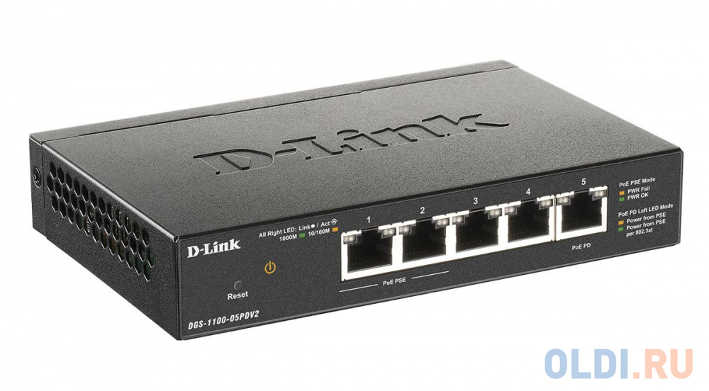 Коммутатор D-Link DGS-1100-05PDV2 5G 2PoE настраиваемый в Москвe