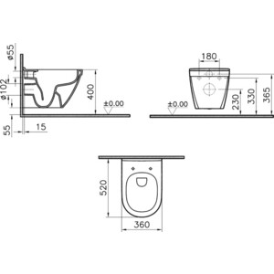 Комплект унитаза Vitra S50 с инсталляцией Grohe, кнопкой, сиденьем микролифт (7740B003-0075, 38775001, 72-003-309)