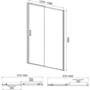 Душевая дверь IDDIS Zodiac 130х195 прозрачная, хром (ZOD6CS3i69)