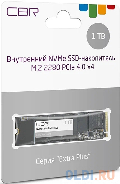 CBR SSD-001TB-M.2-EP22, Внутренний SSD-накопитель, серия "Extra Plus", 1000 GB, M.2 2280, PCIe 4.0 x4, NVMe 1.4, Phison PS5018-E18, 3D TLC N