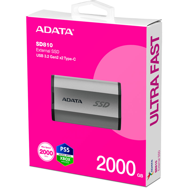 Твердотельный накопитель A-Data SD810 External Solid State Drive 2Tb Silver SD810-2000G-CSG