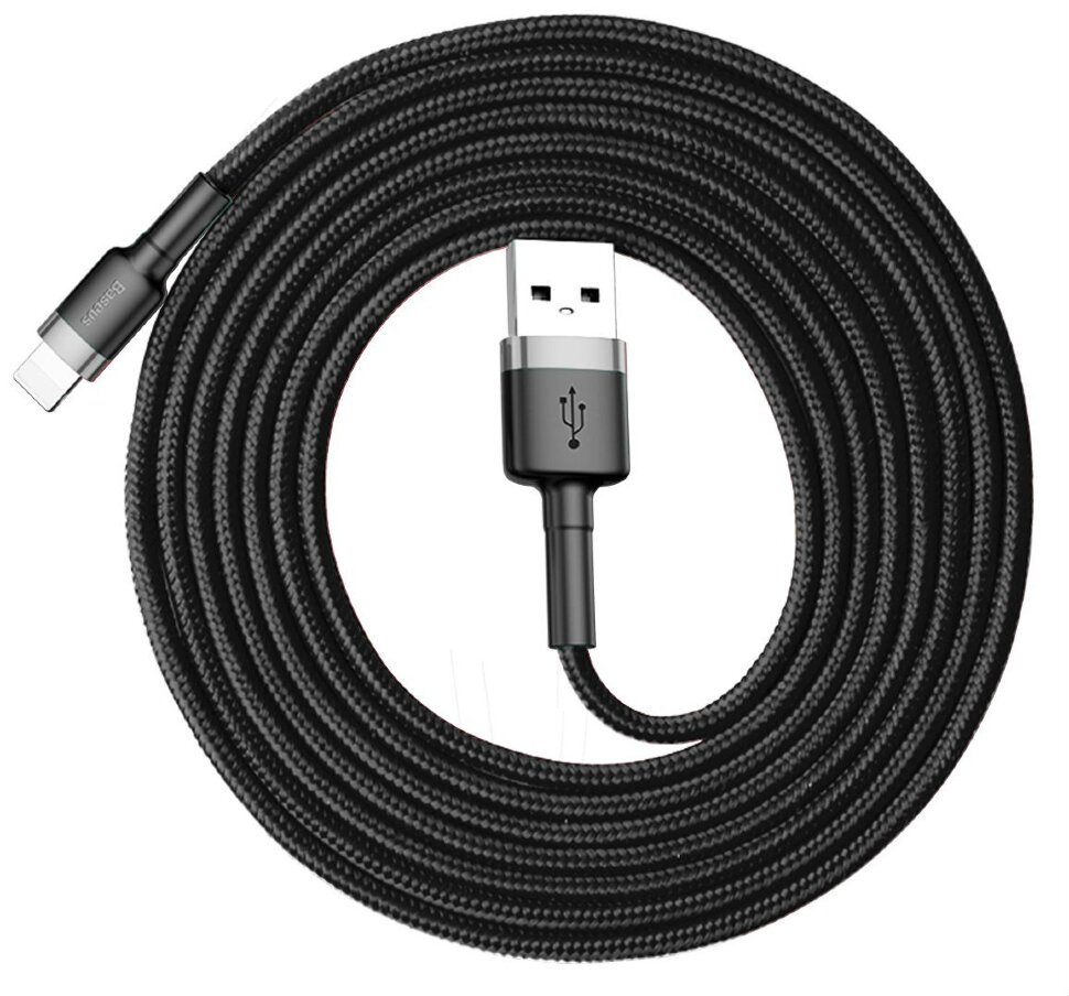 Кабель Baseus APPLE 8-pin Cafule 1.5A 2m Grey-Black CALKLF-CG1