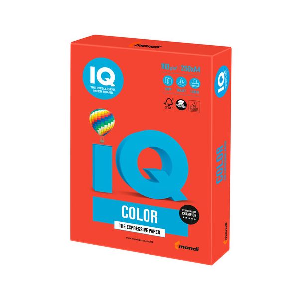 Бумага IQ color, А4, 160 г/м2, 250 л., интенсив кораллово-красная, CO44 в Москвe