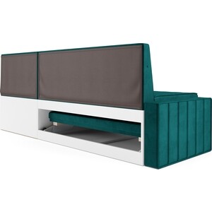 Кухонный угловой диван Mebel Ars Вермут (Бархат сине-зеленый STAR VELVET 43 BLACK GREEN) 211х83х141 см (M11-23-2)