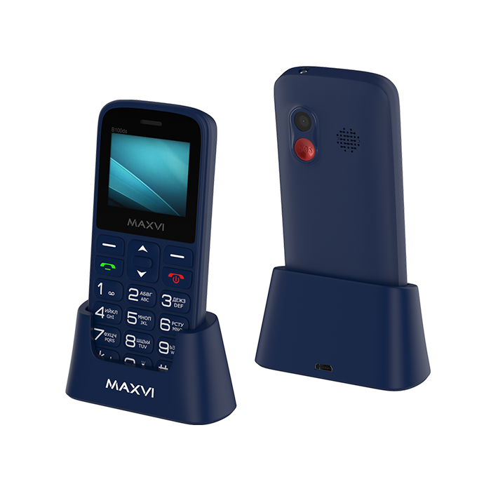 Мобильный телефон MAXVI B100ds, 1.77" 160x128 QQVGA, 32Mb RAM, 32Mb, BT, 2-Sim, 1000 мА·ч, micro-USB, синий