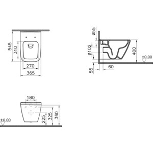 Комплект унитаза Vitra Integra Square с сиденьем микролифт (7082B003-0075, 191-003-009)