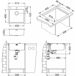 Кухонная мойка Alveus Pure 30 KMB нержавеющая сталь (1103609)