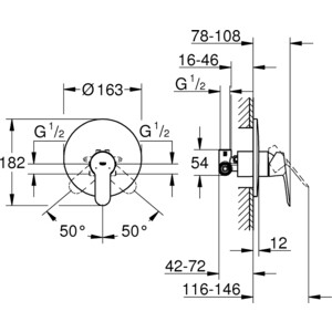 Смеситель для душа Grohe BauEdge хром (29078001) в Москвe