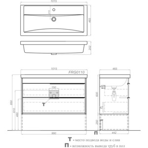 Тумба под раковину Aqwella Fargo 100 2 ящика, дуб балтийский (FRG0110DB) в Москвe