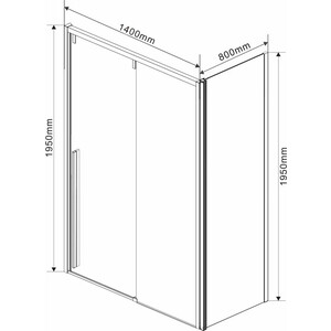 Душевой уголок Vincea Lugano VSR-1L 140х80 прозрачный, черный (VSR-1L8014CLB-1)