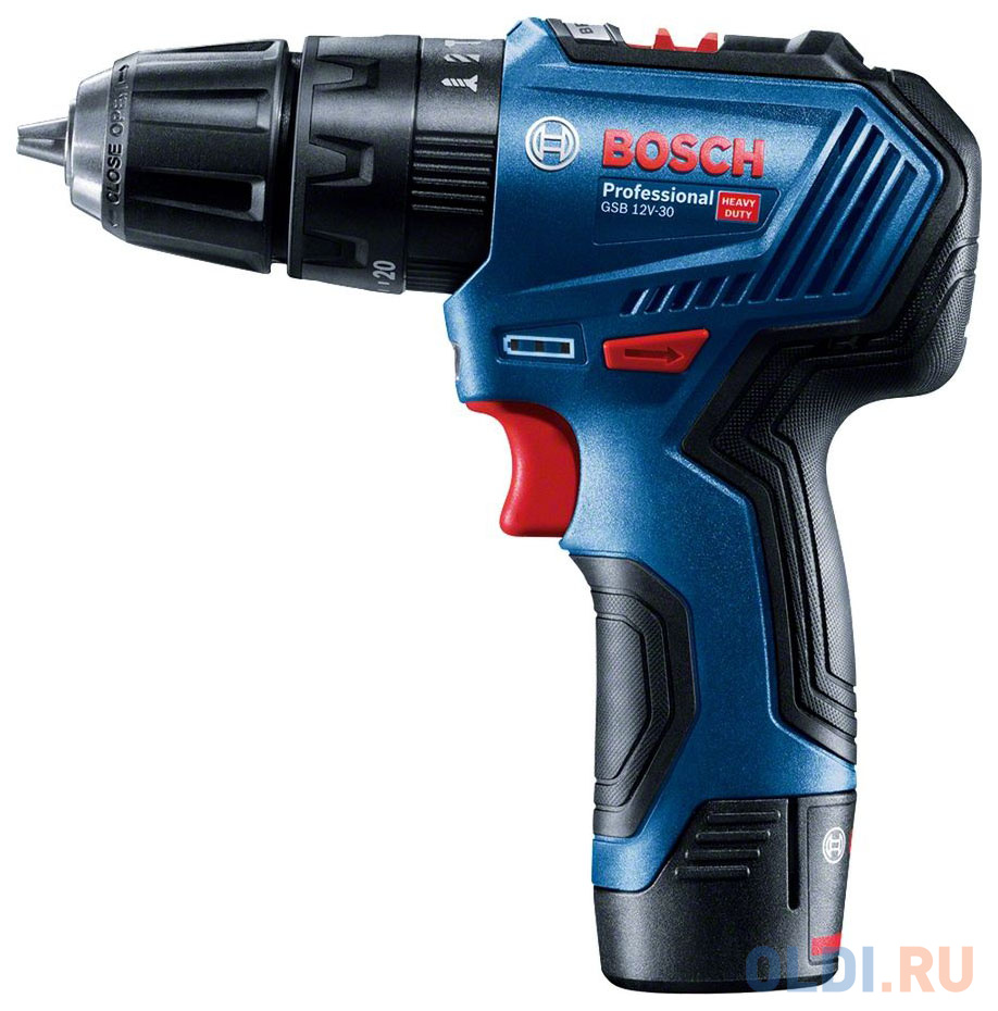 Аккумуляторный шуруповерт BOSCH  GSB 12V-30 кейс, 2x2.0 Ач, 06019G9120