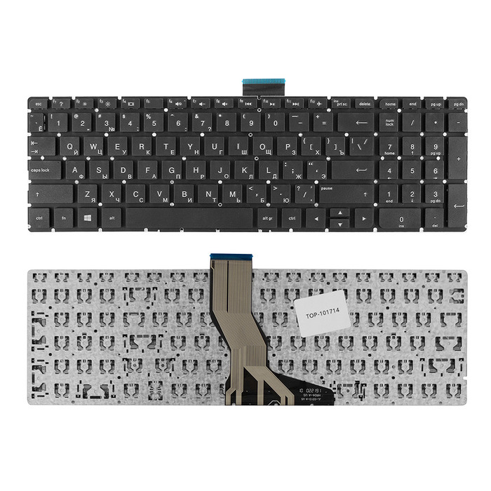 Клавиатура TopON для HP Pavilion 15-ab, 15-ak, 5-z, 15-au, 15-ae, 17-g Series. Плоский Enter, черная, без рамки (KB-101714)