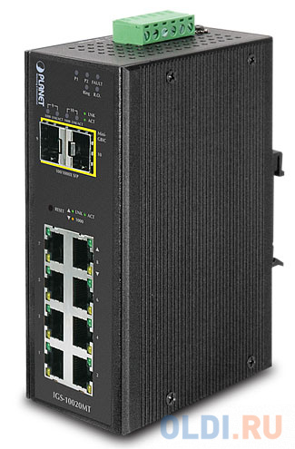 IP30 Industrial 8* 1000TP + 2* 100/1000F SFP Full Managed Ethernet Switch (-40 to 75 degree C), 1588