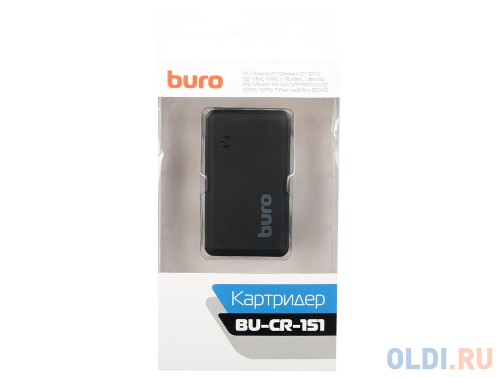 Картридер внешний Buro BU-CR-151 USB2.0 черный