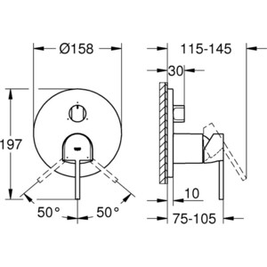 Смеситель для ванны Grohe Plus встраиваемый, для механизма 35600, суперсталь (24093DC3)