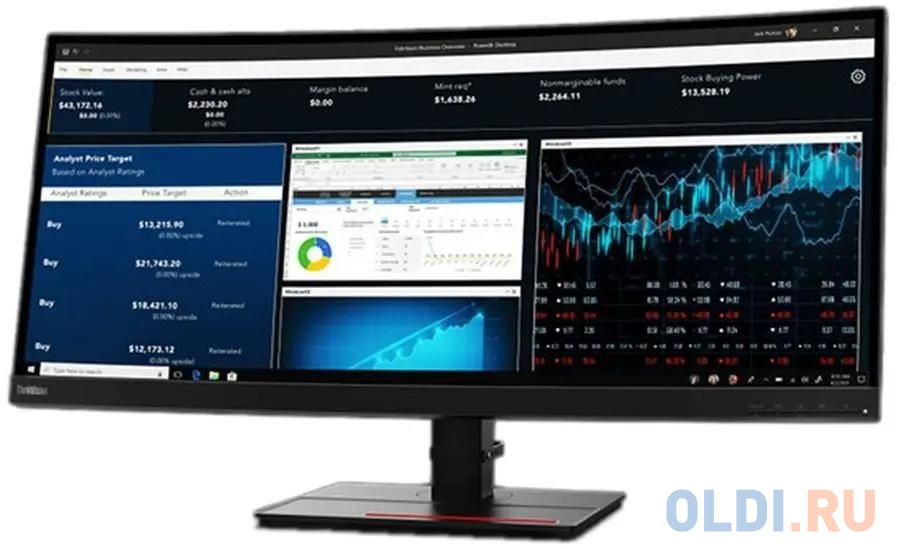 Монитор Lenovo 34" ThinkVision P34w-20 черный IPS LED 6ms 21:9 HDMI M/M HAS Piv 300cd 178гр/178гр 3440x1440 60Hz DP WQ HD 2K (1440p) USB 10.8кг