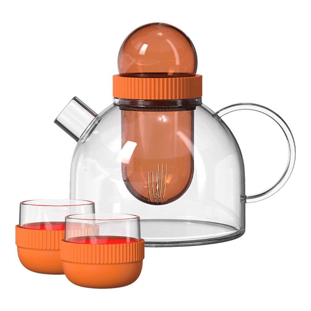Заварочный чайник и две чашки Kiss Kiss Fish Boogie Woogie Teapot, 800мл, оранжевый (TEAP06-U)