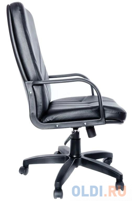 Кресло офисное "Менеджер", кожа, монолитный каркас, черное К-01