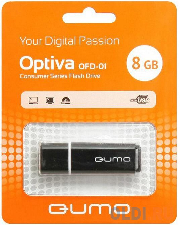 Флешка 8Gb QUMO QM8GUD-OP1-black USB 2.0 черный