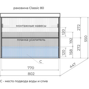 Тумба под раковину Style line Стокгольм 80х45 белый рифленый софт (4650134473292)