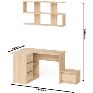 Стол компьютерный СВК Мори МС-16 левый + Тумба ТМП400.1 + Полка 1200, цвет дуб сонома (1027370)