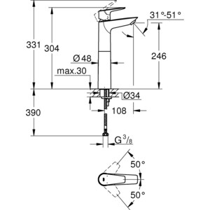 Смеситель для раковины Grohe BauEdge New хром (23761001)