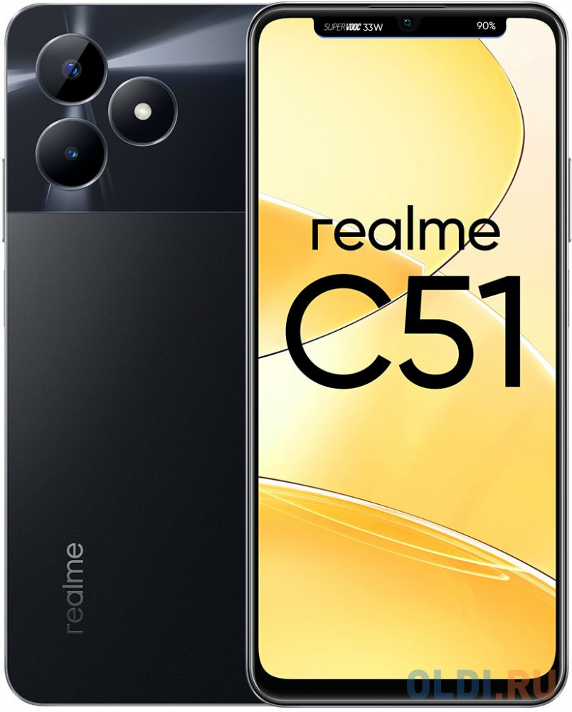 Смартфон Realme RMX3830 C51 128Gb 4Gb черный моноблок 3G 4G 2Sim 6.74" 720x1600 Android 13 50Mpix 802.11 a/b/g/n/ac NFC GPS GSM900/1800 GSM1900 T