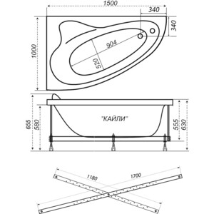 Акриловая ванна Triton Кайли R 150x100 правая, на каркасе (Щ0000048445) в Москвe