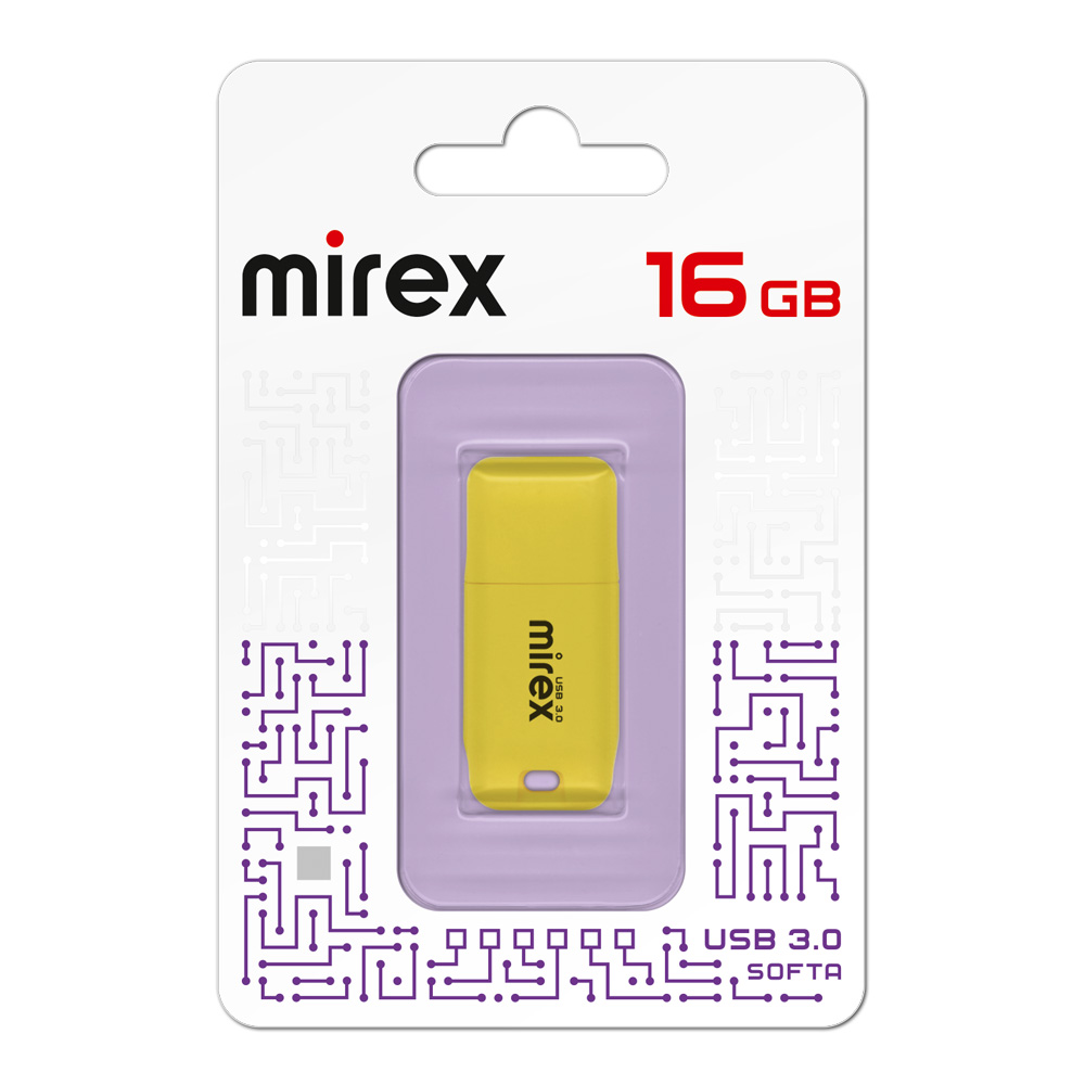 Флешка 16Gb USB 3.0 Mirex Softa 13600-FM3SYE16, желтый (13600-FM3SYE16)