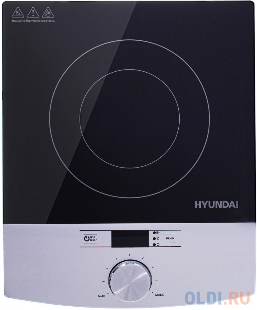 Плита Электрическая Hyundai HYC-0102 серебристый/черный стеклокерамика (настольная)