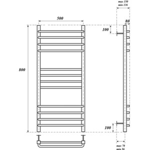 Полотенцесушитель водяной Point П12 500х800 хром (PN90158S)