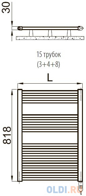 EIS058I01IR01NNN Полотенцесушитель ARES ELECTRIC - HEATER I 818 - 580 (белый)