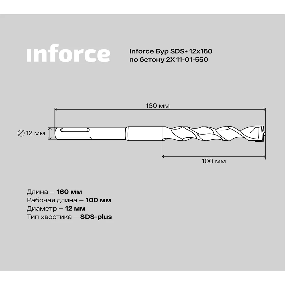 Бур sds-plus по бетону Inforce в Москвe