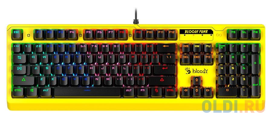 Клавиатура проводная A4TECH B810RC Punk Yellow USB желтый черный в Москвe