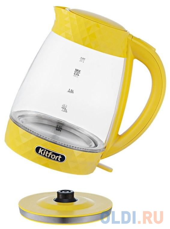 Чайник электрический Kitfort KT-6123-5 2л. 2200Вт желтый (корпус: стекло)