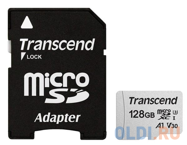 Карта памяти micro SDXC 128Gb Transcend 300S UHS-I U3 V30 A1 + ADP (90/45 Mb/s)